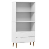 Cumpara ieftin Biblioteca &bdquo;MOLDE&rdquo; alb, 85x35x170,5 cm, lemn masiv de pin
