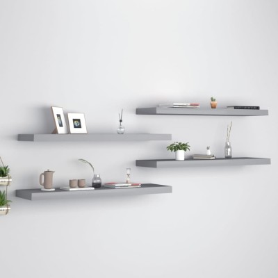Gossi rafturi de perete suspendate, 4 buc., gri, 90x23,5x3,8 cm, mdf foto