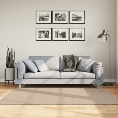 Covor HUARTE, fir scurt, moale și lavabil, nisipiu, 160x160 cm foto