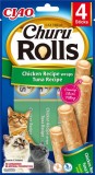 Churu Inaba Rolls Recompense pentru Pisici cu Pui si Ton, 10 g x 4 buc