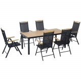 Cumpara ieftin Set 7 Piese Mobilier de Gradina cu Masa Dreptunghiulara Outsunny, Negru | Aosom RO