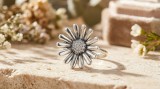 Cumpara ieftin Inel din argint 925 model margareta cu zirconiu - Design Daisy Patinat