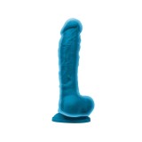 Dildo Realistic Colours Dual Density, Turcoaz, 18 cm