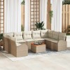 VidaXL Set de canapele pentru grădină cu pernă 10 pcs Bej Rattan poli 3347624