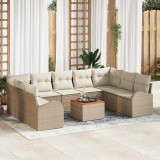 Cumpara ieftin Set de canapele pentru grădină 10 pcs Bej și alb