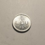 Moneda 1 Leu 1951 UNC - Rară, Rom&acirc;nia, Numismatică