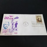 Plic filatelic Prima Zi de Emisiune SUA 1972 - Tom Sawyer, omagiu Mark Twain, colecție vintage