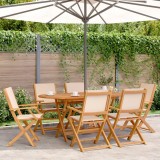 VidaXL Set mobilier de grădină 7 piese textil bej/lemn masiv