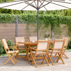 vidaXL Set mobilier de grădină 7 piese textil bej/lemn masiv 3281715