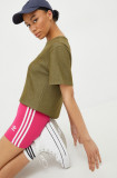 Adidas Originals pantaloni scurți Adicolor femei, culoarea roz, cu imprimeu, high waist HG6123-REMAG