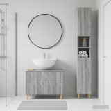 Cumpara ieftin Set de dulapuri pentru baie, 2 piese DELFT Sonoma gri