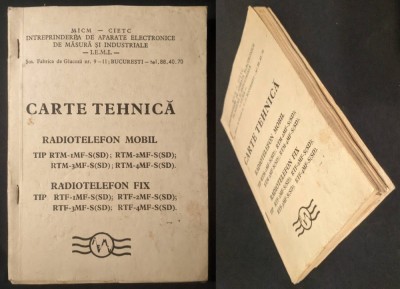 rara Carte Tehnica RADIOTELEFON Mobil RTM-1MF-S(SD) RADIO TELEFON Fix RTF 113 pag 12 planse scheme electro Echipament auto-speciale Dacia 1310 Militie foto