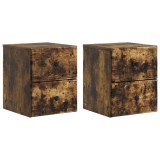 vidaXL Dulap de noapte suspendat 2 pcs Stejar fumuriu Lemn prelucrat 899156