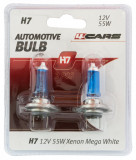 Set 2 Buc Bec 4Cars H7 12V 55W Xenon Mega White Blister 95019, Becuri auto H7, General