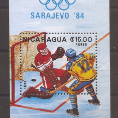 Nicaragua 1983 - Jocurile Olimpice de iarnă - Sarajevo, Colita,PA,MNH(descriere)