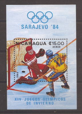 Nicaragua 1983 - Jocurile Olimpice de iarnă - Sarajevo, Colita,PA,MNH(descriere) foto