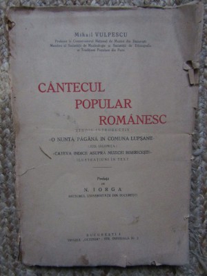 CANTECUL POPULAR ROMANESC - MIHAIL VULPESCU 1930 foto