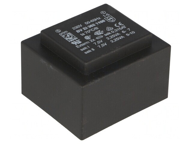 Transformator &icirc;ncapsulat 4,5VA 230VAC 7,5V 300mA