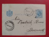 CARTE POSTALA ( 1894 ) - CIRCULATA FALTICENI - BUCURESTI ( 1894 )