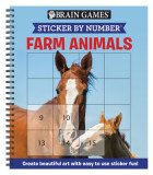 Brain Games - Sticker by Number: Farm Animals (Square Stickers): Create Beautiful Art with Easy to Use Sticker Fun!