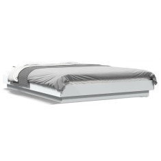 vidaXL Cadru de pat cu lumini LED, alb, 120x190 cm, lemn prelucrat 3281140