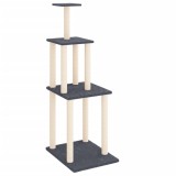 Cumpara ieftin Ansamblu de pisici, stalpi din funie sisal, gri inchis, 149 cm