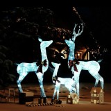 Decorațiune de Crăciun familie de reni 201 LED-uri alb/argintiu