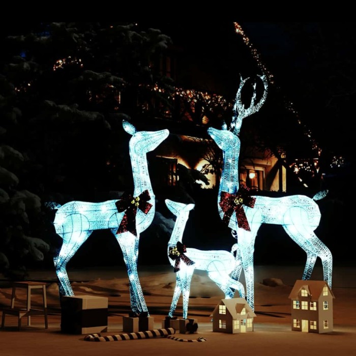 Decorațiune de Crăciun familie de reni 201 LED-uri alb/argintiu