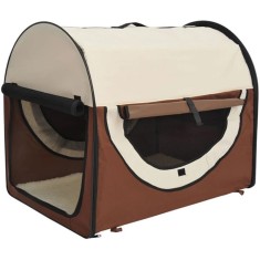 Geanta pentru transport caine/pisica, maro si bej, material Oxford, PVC, impermeabila, pliabila, marimea S-M, 70x51x59 cm GartenVIP DiyLine foto