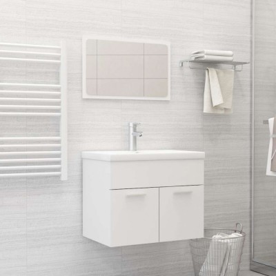 Set mobilier de baie, 2 piese, alb, PAL foto