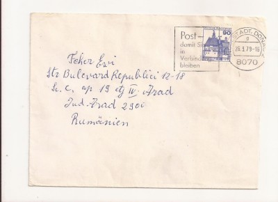 FD18 - Plic Circulat international Germania - Romania , 1979 foto