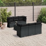 Cumpara ieftin Set canapele de grădină cu perne, 7 piese, negru, poliratan