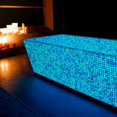 Mozaic fosforescent care lumineaza aqua, 30x30 cm, decoratiune glow