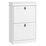 HOMCOM Dulap pantofi &icirc;ngust cu 2 uși abătătoare și rafturi ajustabile, capacitate 10 perechi, 54x24x82,5 cm | Aosom Romania