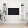VidaXL Dulapuri TV montaj pe perete, 2 buc., alb extralucios, PAL