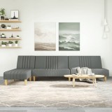 vidaXL Canapea extensibilă &icirc;n formă de L gri 255x140x70 cm textil
