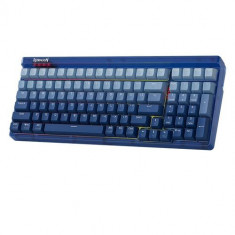 Tastatura gaming mecanica Bluetooth cu fir si wireless Redragon Garen Pro, iluminare RGB, switch-uri mov, Albastru