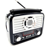 Radio portabil bluetooth, retro, reincarcabil usb, slot tf, aux, mp3, lanterna, Oem