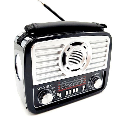 Radio portabil bluetooth, retro, reincarcabil usb, slot tf, aux, mp3, lanterna foto