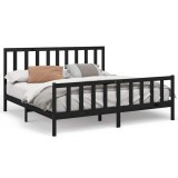 Cumpara ieftin Cadru de pat, negru, 200x200 cm, lemn masiv de pin