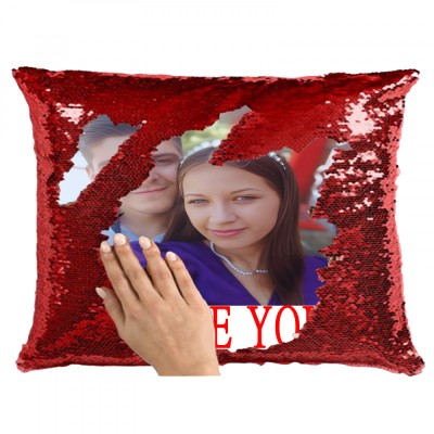 Husa Perna cu Paiete Reversibile Personalizata cu Poza si Text foto