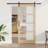 Ușă Glisantă vidaXL cu Set de Accesorii &#039;ORKDAL&#039;Lemn Solid &amp; Sticlă, Ușă Interioară vidaXL cu Sticlă &#039;ORKDAL&#039;93x211x4 cm Lemn Solid Pin