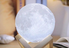 Lampa Luna 3D Moon by Borealy, 46 cm 64 cm circumferinta (XL) Placuta I love you to the moon and back foto