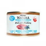 Conserva Wataha MONO PROTEIN Pentru Caine Adult, 94, 5% Carne, Cu Porc Si Afine, 200g