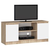 Comoda TV cu 2 usi si o polita, PAL laminat 16 mm, 120x40x55 cm, stejar sonoma si alb Household NewTrend
