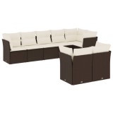 Cumpara ieftin Set canapele de gradina cu perne, 8 piese, maro, poliratan