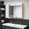 VidaXL Dulap de baie cu oglindă și LED, stejar, 80x12x68 cm 326515