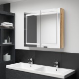 vidaXL Dulap de baie cu oglindă și LED, stejar, 80x12x68 cm 326515
