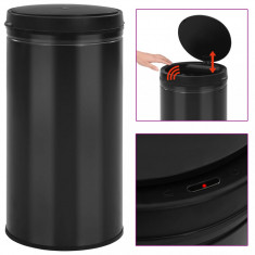 vidaXL Coș de gunoi automat cu senzor, 60 L, negru, oțel carbon