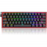 Tastatura Gaming Mecanica Redragon Fizz Black RGB Red Switch, USB, layout US, iluminare RGB (Negru)